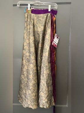 Authentic silk Sari up cycled reversible wrap skirt